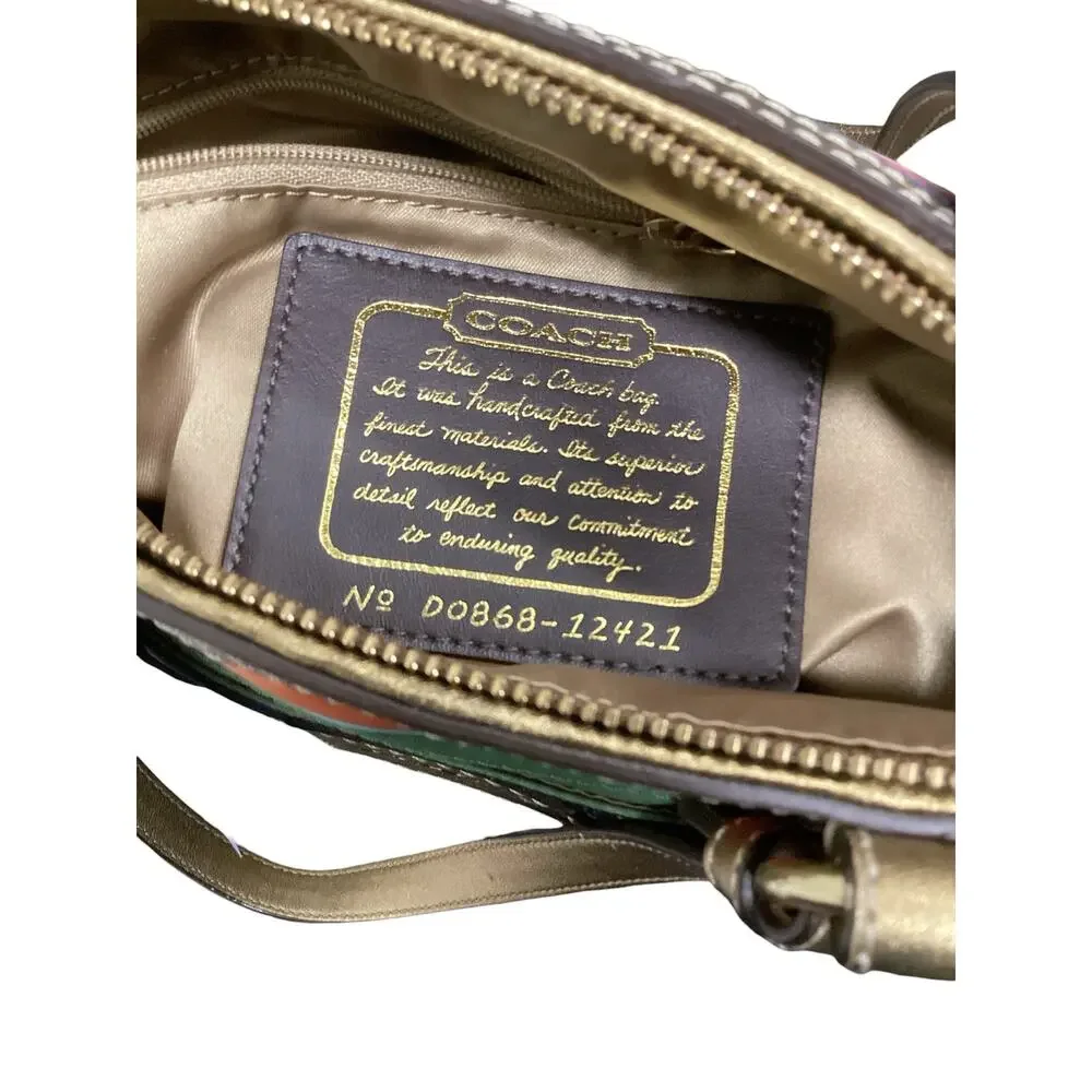 Vintage Coach Bag Women’s One Size Stripes #12421 Fabric And Leather Multicolor